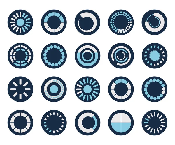 Carga círculos bloque estilo icono conjunto vector diseño — Archivo Imágenes Vectoriales