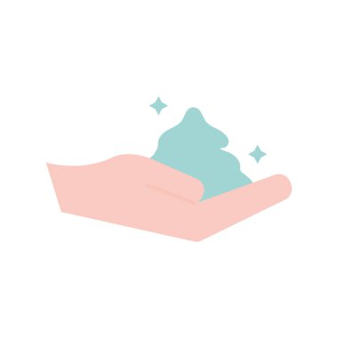 Düz sabun biçimli ikon vektör tasarımı ile izole edilmiş el