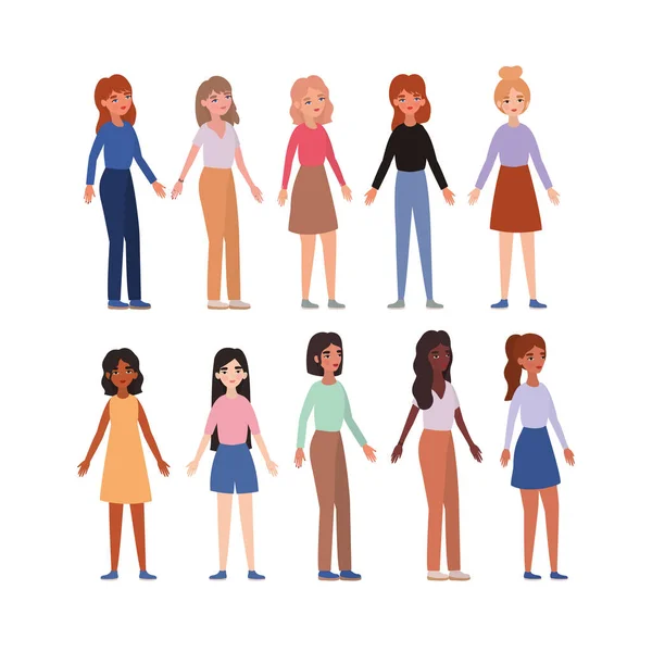 Vrouwen avatars vector ontwerp — Stockvector