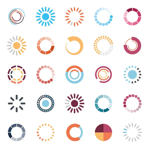 Lastning cirklar platt stil ikon uppsättning vektor design — Stock vektor