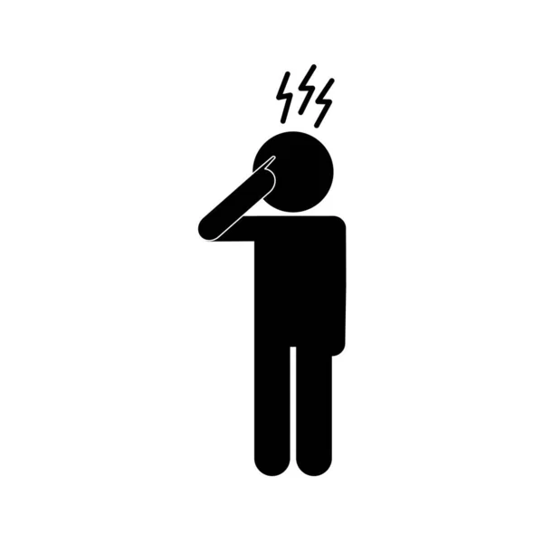 Baş ağrısı siluet biçimi ikon vektör tasarımlı erkek avatarı — Stok Vektör