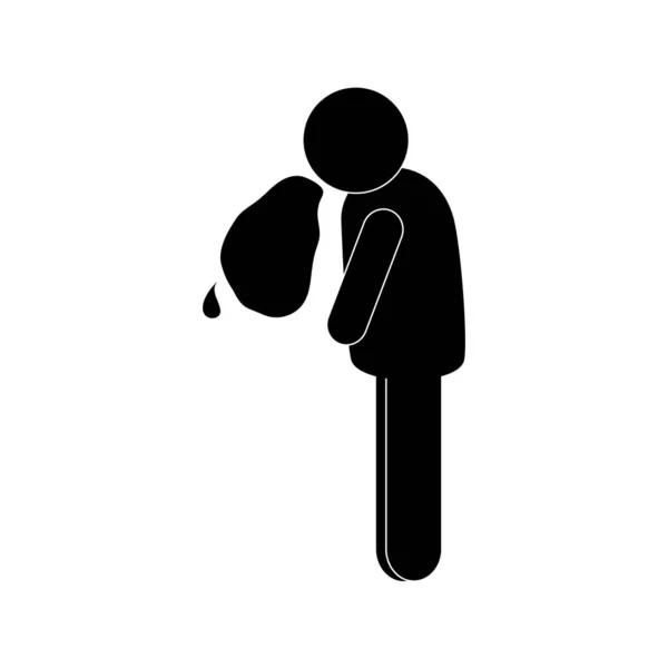Avatar mâle vomissant silhouette style icône vectoriel design — Image vectorielle
