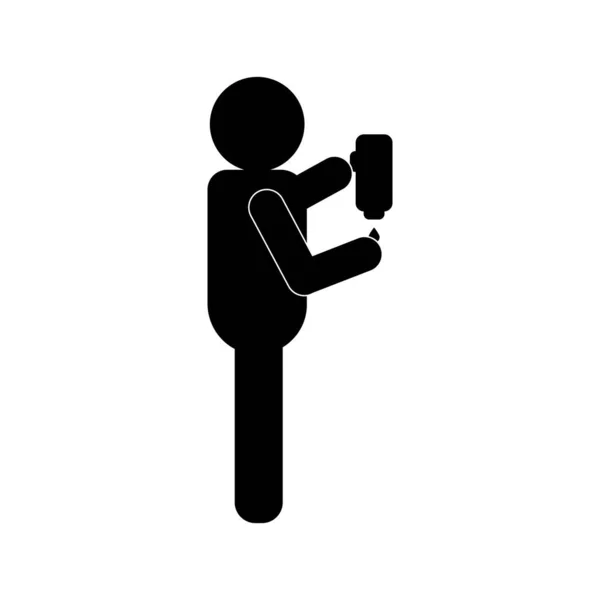 Mannelijke avatar met zeepdispenser silhouet stijl pictogram vector ontwerp — Stockvector