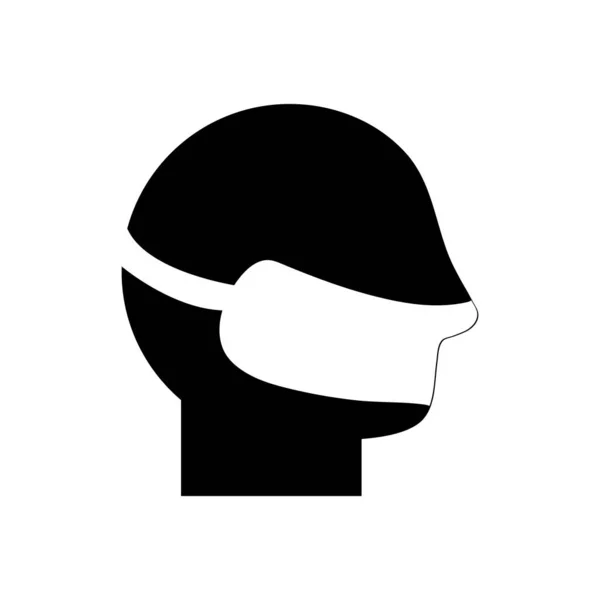 Cabeza avatar con máscara símbolo silueta estilo icono vector diseño — Vector de stock