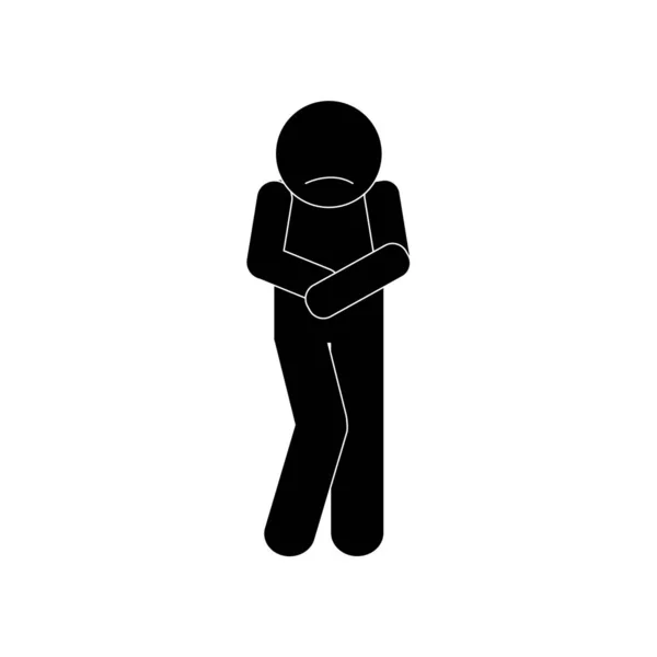 Męski avatar z bólem brzucha sylwetka styl ikona wektor projekt — Wektor stockowy
