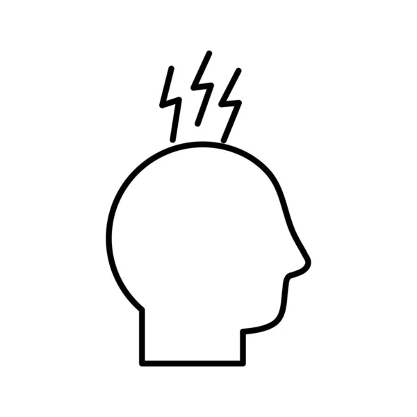 Głowa avatara z bólem głowy symbol linii styl ikona wektor projektu — Wektor stockowy