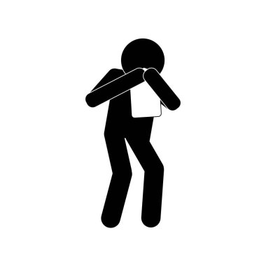 Erkek avatar doku siluet biçim ikon vektör tasarımı ile öksürüyor