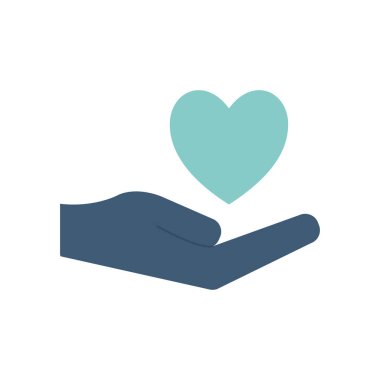 Yalıtılmış kalp, düz stil ikon vektör tasarımı üzerinde