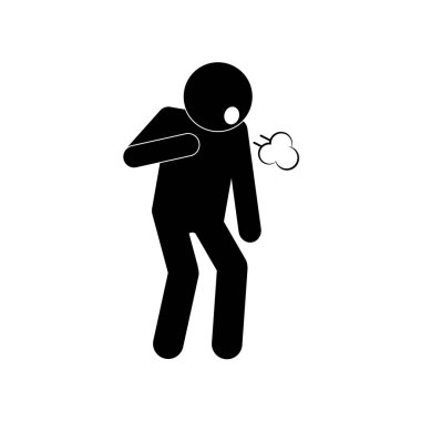 Erkek avatarın öksürmesi siluet biçimi ikon vektör tasarımı