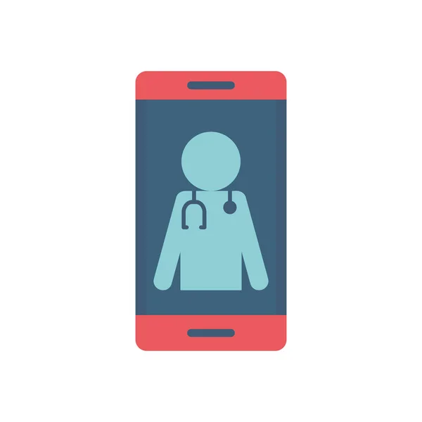 Avatar medico con stetoscopio all'interno smartphone stile piatto icona vettoriale design — Vettoriale Stock