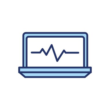 Laptop çizgisi içinde nabız ve biçim ikonu vektör tasarımını doldur