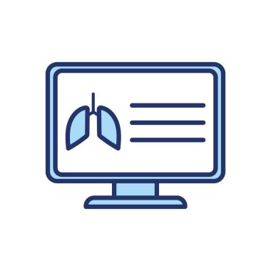 Bilgisayar satırı içinde akciğerler ve biçim ikonu vektör tasarımını doldur