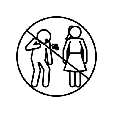 kadın ve erkek avatar yasaklı sembol çizgisi biçiminde öksürüyorlar.