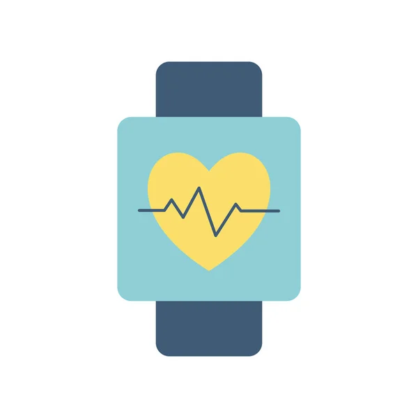 Heart pulse inside smartwatch flat style icon vector design — Stock Vector
