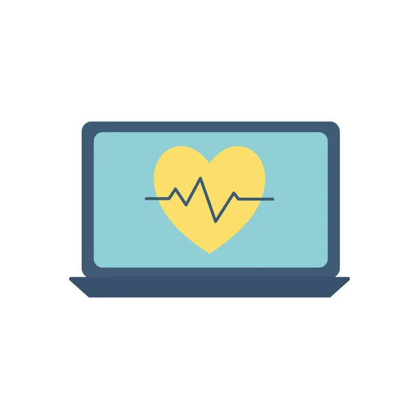 Heart pulse inside laptop flat style icon vector design — Stock Vector