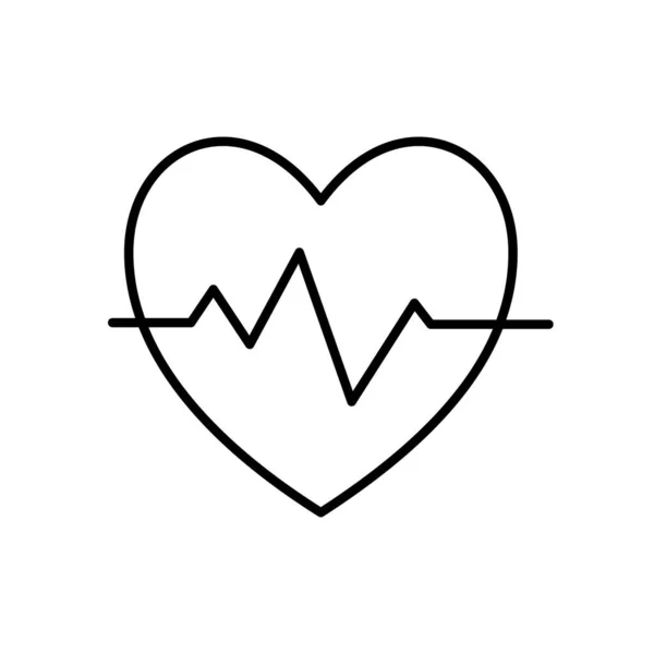 Coração com design de vetor de ícone de estilo de linha de pulso — Vetor de Stock