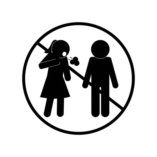 Avatar féminin et masculin toussant avec silhouette de symbole interdite — Image vectorielle