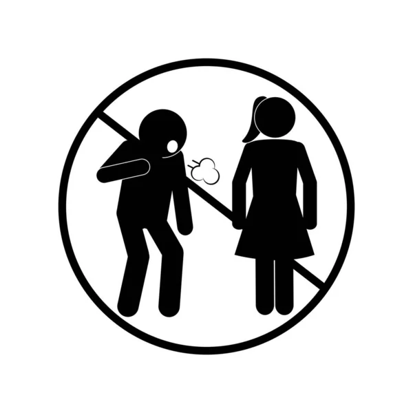 Avatar féminin et masculin toussant avec symbole interdit silhouette style icône vectoriel design — Image vectorielle