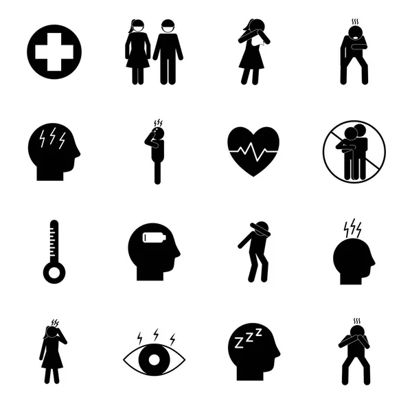 Covid 19 silhouette style icon set vector design — Stock Vector