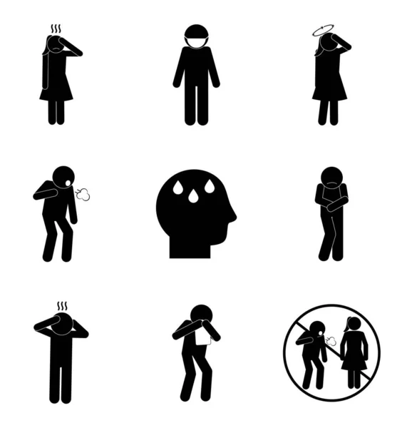 Covid 19 silhouette style icon set vector design — Stock Vector