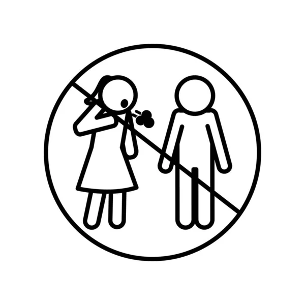 Vrouw en man avatar hoesten met verboden symbool lijn stijl pictogram vector ontwerp — Stockvector