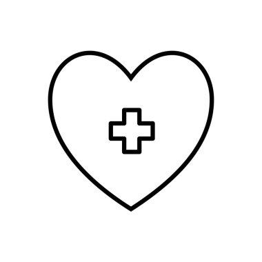 Kalp çizgisi biçim vektör tasarımı içinde izole haç