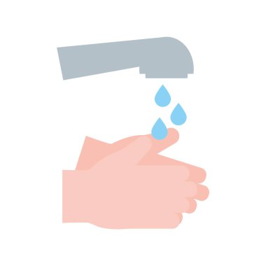 Su musluğu ve eller düz biçim ikon vektör tasarımı