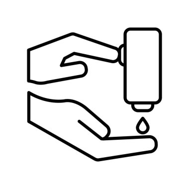 Eller ve sabun dağıtıcı satır biçim vektör tasarımı