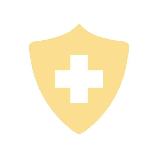 Cruz isolada dentro do escudo design de vetor ícone de estilo plano —  Vetores de Stock