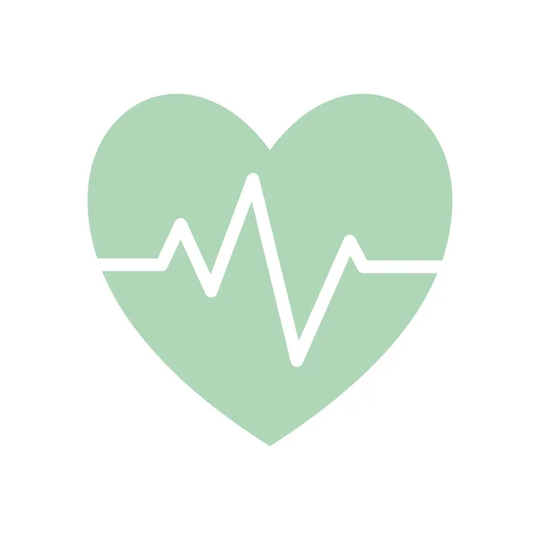 Isolated heart with pulse flat style icon vector design — Stock Vector