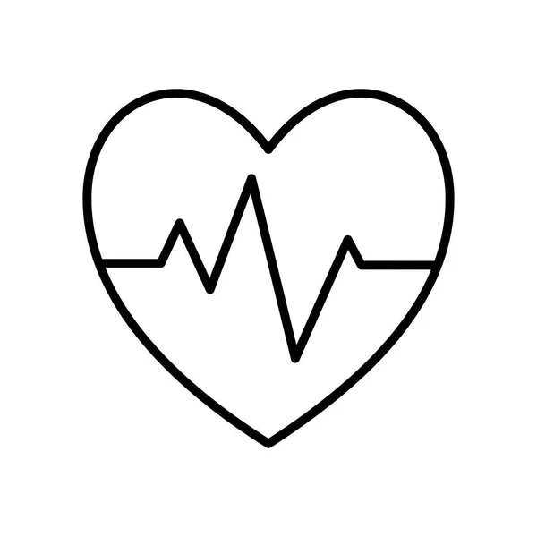Απομονωμένη καρδιά με παλμική γραμμή στυλ εικονίδιο διανυσματικό σχεδιασμό — Διανυσματικό Αρχείο