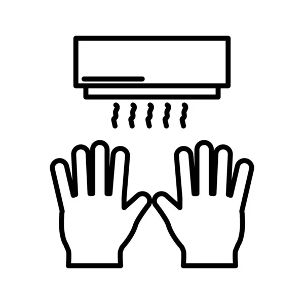 Manos aisladas secadora línea estilo icono diseño vectorial — Vector de stock