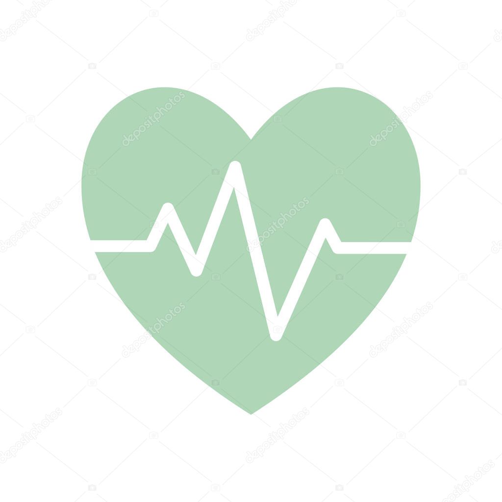 Isolated heart with pulse flat style icon vector design