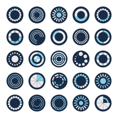 Daireler blok biçim simgesi set vektör tasarımı yükleniyor