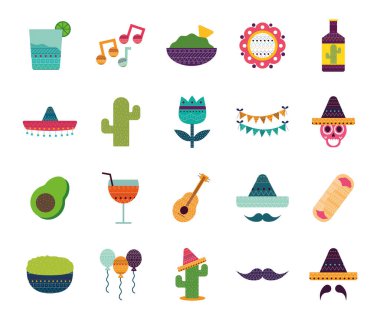 Meksika düz biçim ikonu vektör dizaynı