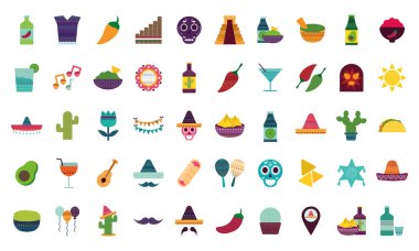 Meksika düz biçim ikonu vektör dizaynı