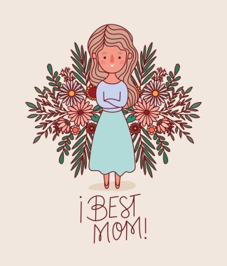 Çiçekli ve vektör tasarımlı ana karikatür