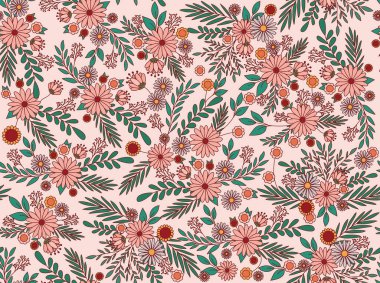 çiçekler ve yapraklar arkaplan vektör tasarımı