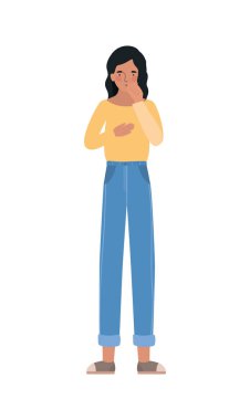 Kuru öksürük vektörü tasarımı olan Avatar kadın