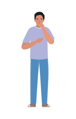 Kuru öksürük vektörü tasarımı olan Avatar adam