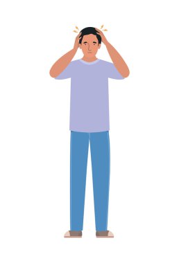 Baş ağrısı vektör tasarımlı Avatar adam