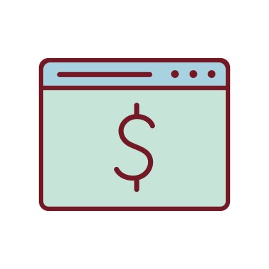 Dolar sembolü çizgisi ve biçim ikon vektör tasarımı ile izole edilmiş web sitesi