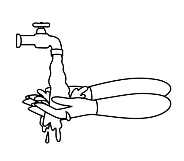 水タップベクトル設計の下で絶縁された手洗浄 — ストックベクタ