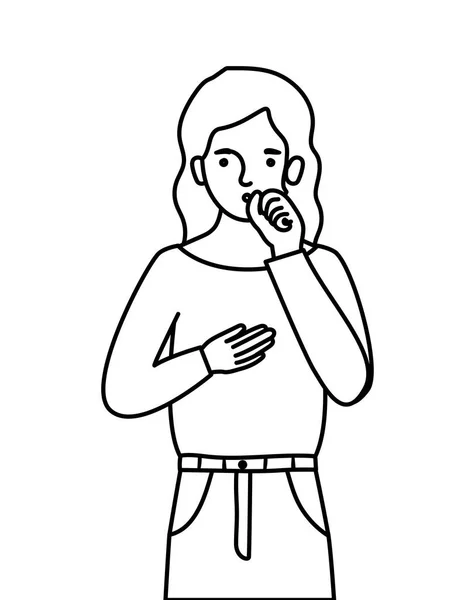 Avatar donna con disegno vettoriale tosse secca — Vettoriale Stock