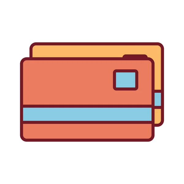 İzole para kredi kartı hattı ve biçim ikonu vektör tasarımını doldur — Stok Vektör