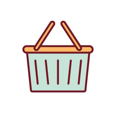 Alışveriş sepeti çizgisi ve biçim ikonu vektör tasarımını doldur