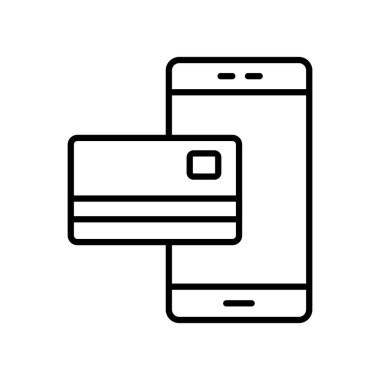 İzole para kredi kartı ve akıllı telefon hattı biçim vektör tasarımı