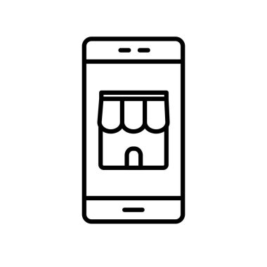 Akıllı telefon hattı biçim vektör tasarımı içinde alışveriş mağazası