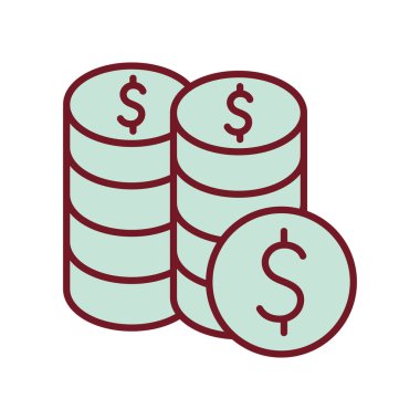 İzole para sikkeleri hattı ve biçim ikonu vektör tasarımı