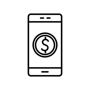 Dolar sembolü biçim vektör tasarımlı izole akıllı telefon